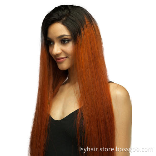 Sexy Lady Ombre 1B/ 350 Golden Blonde Orange Color Brazilian Straight Virgin Human Hair 3 Bundles With Middle Part Lace Closure